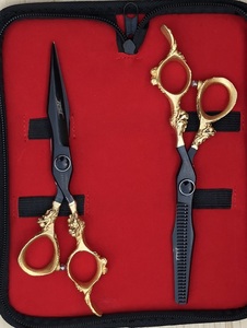 High-end Barber Scissors High Hardness Stainless Steel Hairdressing <b>Shears</b> Sets With Yellow Diamond Bearing Screws - Product Image 6