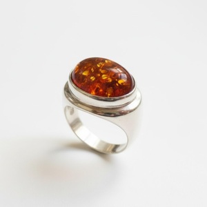 Bague unisexe en argent sterling 925 avec ambre baltique naturel, faite à la main, bijoux en pierres précieuses pour la vente en gros - Product Image 1