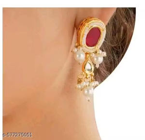 Conjunto de Joyería Nupcial Étnica Estilo Polki, Chapado en Oro, Latón con Circonita, Collar Decorativo, Aretes, para Bodas, Fiestas y Eventos Festivos - Product Image 4