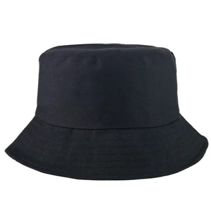 Unisex Solid Black Bucket Hat Cotton Canvas Casual Spring Summer Adult Wear - Product Image 1