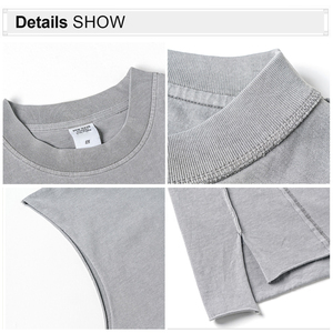 Camiseta sin Mangas Personalizada con Logotipo para Hombre, 100% Algodón, Talla Grande, Camiseta sin Mangas de Gran Gramaje para Hombre - Product Image 3