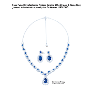 Silver Plated Crystal Diamond Necklace Earrings & Maang <b>Tikka</b> <b>Jewellery</b> Set for Women IJ400ZMO - Product Image 2