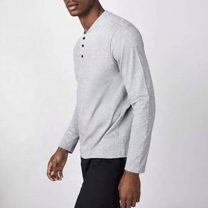 เสื้อยืดแขนยาวสำหรับผู้ชายเสื้อยืดผ้าฝ้าย100% แบบมีกระดุมสำหรับผู้ชาย - Product Image 2