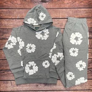 ชุดวอร์มลำลองสำหรับฤดูหนาว ผ้าฝ้ายหนา 100% ชุดเซ็ทลำลองแบบ unisex ระบายอากาศได้ดี รับสกรีนโลโก้ ชุดกีฬาสองชิ้น เสื้อฮู้ดและกางเกงขายาว - Product Image 1