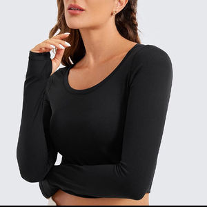 Top de yoga para mujer de manga larga, elástico y transpirable, ropa de gimnasio para mujer, top de yoga fácil de llevar para mujer - Product Image 5
