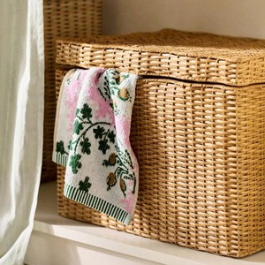 Functional Rectangle Ripple Rattan Laundry <b>Basket</b> Handmade Storage <b>Hamper</b> Minimalist Home Wicker Laundry <b>Basket</b> With Lid - Product Image 1