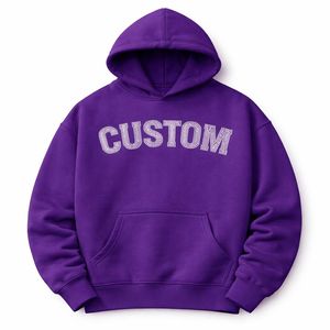 Custom Glitter Print Hoodie Men's Casual <b>White</b> French Terry Hooded Sweatshirt Oversized Fit Pocket Front Letter Design Autumn - Product Image 1