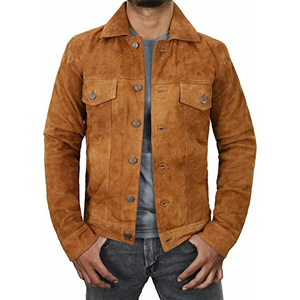 For Wear <b>Men's</b> Premium Leather <b>Trucker</b> <b>Jacket</b> Reversible Waterproof Breathable Eco-Friendly Casual Style with Cotton Lining - Product Image 2