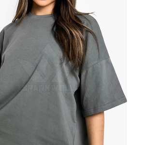 Camiseta de Verano para Mujer, Oversize, de Color Sólido, de Algodón, Cuello Redondo, Manga Corta, Corte Holgado, Larga, Transpirable y Ecológica - Product Image 6