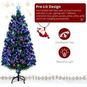 6ft Top Stars PVC Christmas Tree Fiber Optics 36 Lights Colorful Color Change 230 Branches Green Snowflakes 6ft Top Stars PVC - Product Image 2