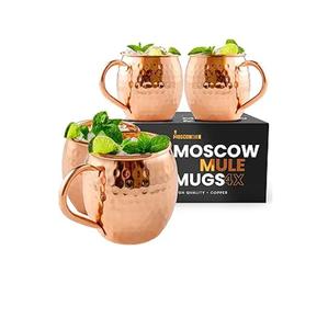 Ensemble de 4 tasses Moscow Mule en acier inoxydable plaqué cuivre gunmetal 18 oz, avec doseur et pics à cocktail pour boissons fraîches - Product Image 6