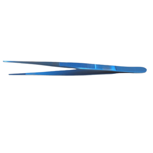 Blue Stainless Steel Chef Tweezers Used for Chef Plating and Useful for Chef Straight Fine Precision Food Plating and Garnishing - Product Image 1