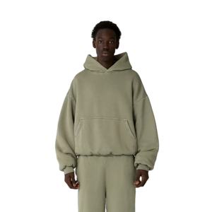 Fournisseur OEM – Sweat à capuche unisexe coupe ample et courte, style streetwear oversize, design uni, motif imprimé, tissu éponge - Product Image 3