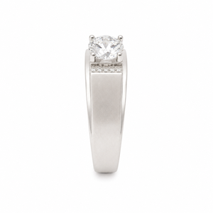 925 Sterling <b>Silver</b> <b>Solitaire</b> Cubic Zirconia Band <b>Ring</b> for Men Wedding Party Engagement Gift High Polish Finish - Product Image 3