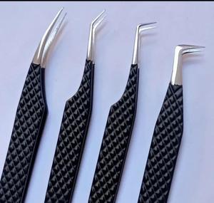 Pinzas Profesionales para Extensión de Pestañas DANTRIC IMPLANTS RS-452, Acero Inoxidable, Duraderas, Puntas Dentadas de Precisión de 10 mm, Juego - Product Image 1