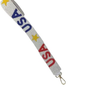 Sangle de sac à main perlée USA Star Sangles de sac de perles de rocaille personnalisées en or blanc Sangle de perles personnalisée pour sacs - Product Image 1