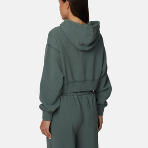 Sudadera con capucha para mujer 2026, de invierno, gruesa, estilo urbano, personalizada, precio de fábrica al por mayor, diseño con cremallera completa y cordón ajustable - Product Image 5
