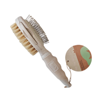 Brosse double face 3 en 1 en plastique recyclé et acier inoxydable pour chiens, soin des poils écologique, toilettage élégant