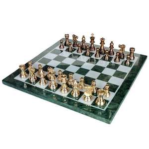 Jeu d'échecs en métal de collection avec pièces d'échecs artisanales pour la décoration de maison de luxe - Product Image 1