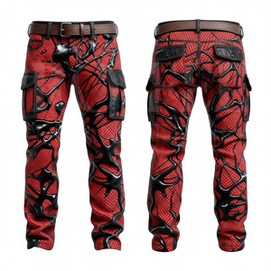 Customized Sublimation Mesh Design <b>Cargo</b> Pants <b>Men</b> Fashionable Trendy Straight Fitted Streetwear Multi Pocket High Waist Pants - Product Image 6