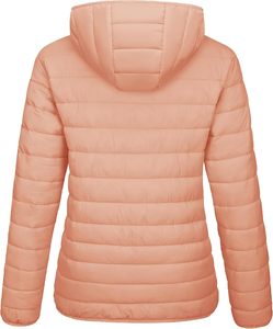 <b>Pink</b> Quilted Hooded <b>Jacket</b> Women Full Sleeve Zipper Closure Solid Color Autumn Lightweight Puffer Coat - Product Image 5