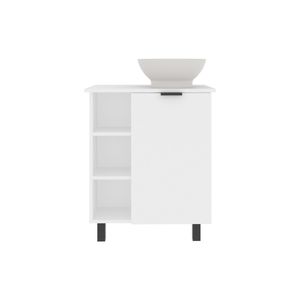 Mueble de Baño Independiente Allegra Blanco con Lavabo, Una Puerta de Almacenamiento y Estantes Abiertos - Product Image 5