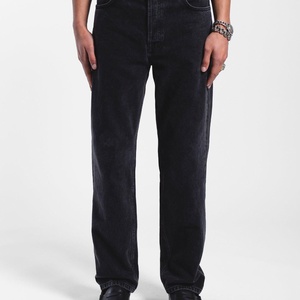 Jean en denim délavé vintage pour homme 2026, taille mi-haute, coupe droite ample, hiver, couleur unie, style Hip Hop, streetwear décontracté, fournisseur OEM ODM - Product Image 5