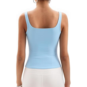 Débardeurs de sport pour femmes, coupe ajustée, col carré, sans manches, double doublure, pour l'été - Product Image 4