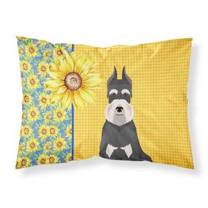 Girasoles de verano y Schnauzer de plata negra, funda de almohada estándar supersuave ligera, fundas de cojines decorativos de fácil cuidado - Product Image 1