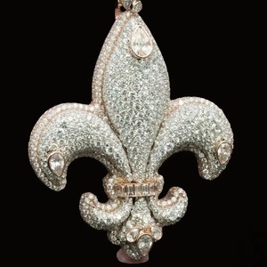 Colgante de Lujo Flor de Lis de Oro de 18K con Moissanita y Engaste Pavé, Dijes de Flor, Joyería para Uso Diario, Colgante Hip Hop Iced Out - Product Image 3