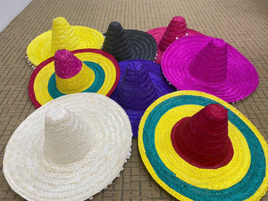 Chapeau de paille Sombrero en herbe de palmier naturelle, brodé à la main, style mexicain, décontracté, pour le cyclisme, la décoration de bar, les événements et le team building - Product Image 4