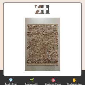 Tapis en laine tissé à la main de qualité supérieure avec un motif en chevron, tapis texturé contemporain pour la décoration de la maison - Product Image 6