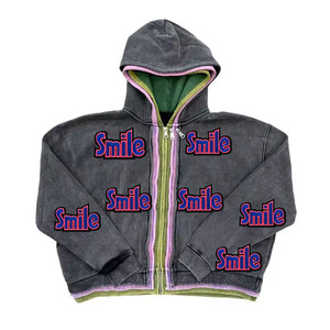 Custom Triple Layer Double Hood Zip Up Hoodies Heavyweight Oversized Vintage Wash Streetwear Sweatshirt OEM ODM - Product Image 6