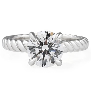 Bague minimaliste torsadée avec diamant de laboratoire rond de 2,08 carats, or blanc 10K 14K 18K, bague solitaire à taille brillante, bijoux fins sur mesure - Product Image 1