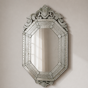 Luxury Octagonal Venetian Style Wall <b>Mirror</b> with Ornate Crown Top | Etched Glass Decorative <b>Mirror</b> for Bedroom Living Room - Product Image 2