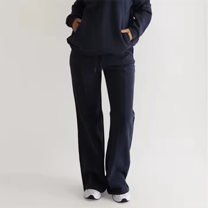 Women's Loose Fit Wide Leg <b>Drawstring</b> <b>Trousers</b> High Waist Baggy Sweatpants Zipper Pockets Casual Streetwear Lounge Joggers - Product Image 6