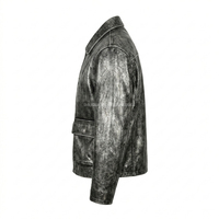 Veste en cuir de vachette véritable vieilli pour homme, style vintage, gris ciré, coupe oversize, décontractée, vente en gros, fabricant