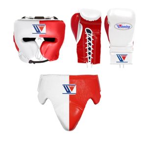 Guantes de Boxeo Profesionales Rojos Winning BOXING, Personalizables con Cordones y Cierre de Velcro, de Cuero Genuino, para Entrenamiento de Kick Boxing - Product Image 5