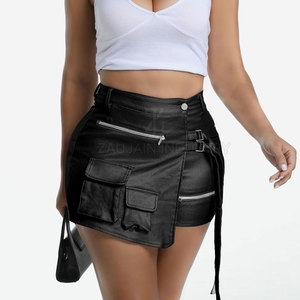 Jupe cargo en cuir véritable, coupe décontractée, design de poches fonctionnelles, étiquette privée personnalisée, production en gros - Product Image 6