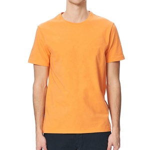 T-shirt décontracté à manches courtes pour homme, col rond, tricoté, coupe classique, 100% coton, couleur unie orange, 2027 - Product Image 2
