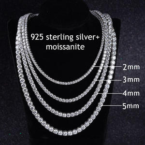 Luxury 925 Silver Moissanite Emerald Cut <b>Statement</b> <b>Necklace</b> Rhodium Plated Unisex Everyday Wear Chain Jewelry - Product Image 3