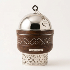 Olla térmica moderna White Royals con aislamiento, calentador de alimentos, cacerola, base recortable con textura de madera, Ramadán, Oriente Medio - Product Image 1