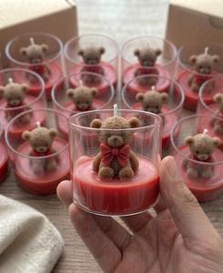 Handmade Craft Eco Friendly Long Lasting Fragrance Cute Bear <b>Candle</b> in Glass Cup Luxury Scented <b>Candle</b> Manufacturer Wholesale - Product Image 5