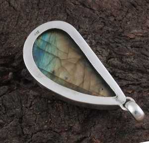 Natural Labradorite Teardrop Pendant Sterling Silver Boho Gemstone Necklace Handmade <b>Flash</b> Jewelry Gift For Women - Product Image 3