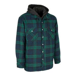 Chemise-veste en flanelle à carreaux pour homme, coupe-vent, décontractée, pour l'hiver, coupe classique, motif à carreaux vert marine, manches longues - Product Image 1