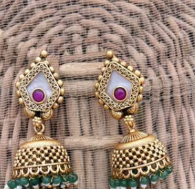 Elegantes Pendientes Jhumka de Latón Estilo Rajwadi, Diseño Tradicional en Espiral, para Mujer, Regalo de Boda, Compromiso, Aniversario, Fiesta, a la Moda - Product Image 2