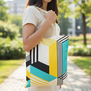 Nouveauté : Sac fourre-tout en toile à longue poignée, motif personnalisé, fermeture éclair, prix compétitif, sac de shopping promotionnel réutilisable - Product Image 3