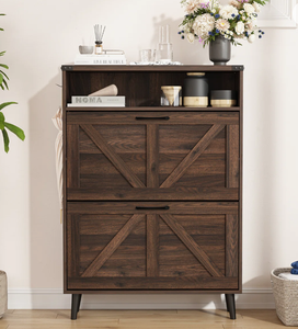 Meuble de salon moderne minimaliste de grande capacité de style européen, armoire à chaussures en bois fermée, murale, personnalisable - Product Image 5