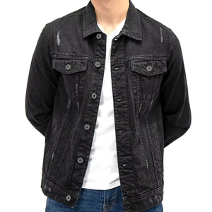 High Quality Customizable Men's <b>Denim</b> <b>Jacket</b> 100% Cotton Casual Winter Front Embroidered Logo Quick Dry Breathable Stand - Product Image 1