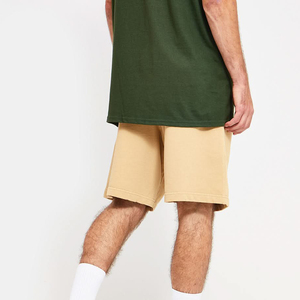 Shorts en coton uni pour homme, taille mi-haute, fermeture élastique, style décontracté, beige - Product Image 3